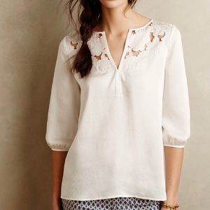 NWOT Anthropologie cooper & ella Cut Flower Peasant Blouse, XS